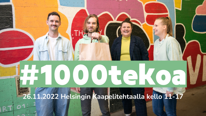 Commu järjestää #1000tekoa 26.11.2022 Helsingin Kaapelitehtaalla kello 11-17