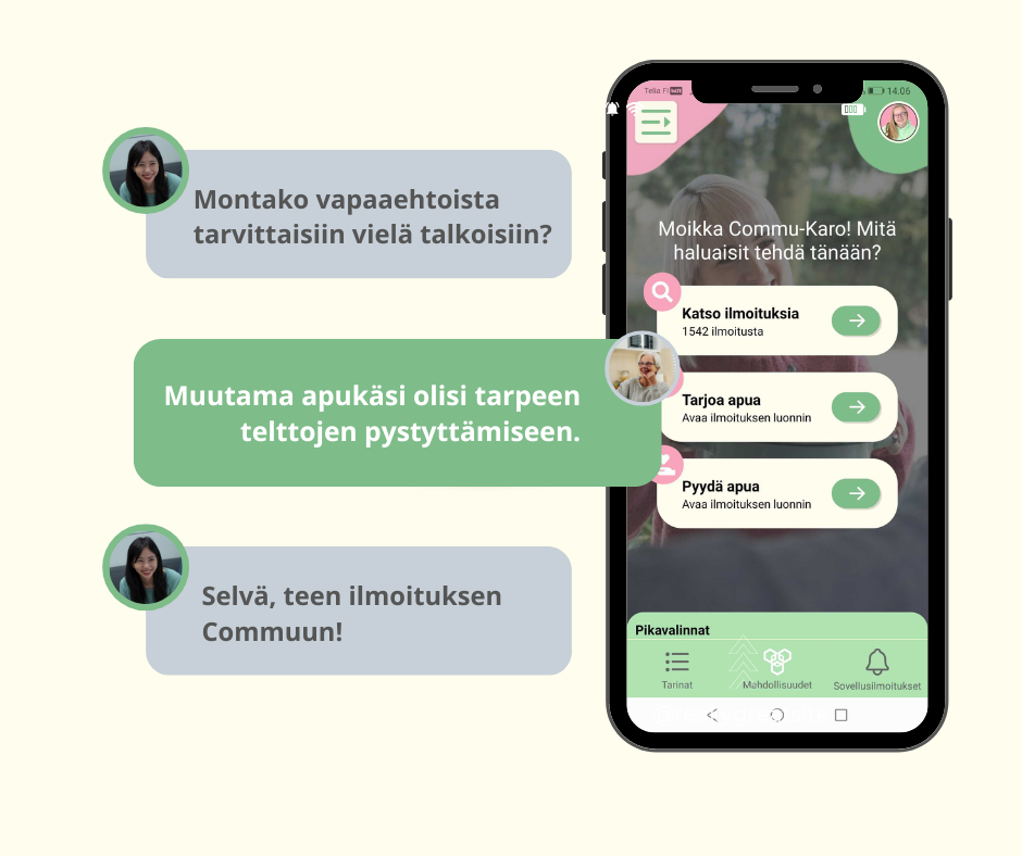 Commu auttaa yhdistyksiä löytämään lisää vapaaehtoisia, commuapp.fi